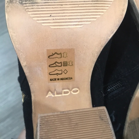 Aldo Black Suede Stacked Heel Fringe Boots size 8.5 - Picture 8 of 10